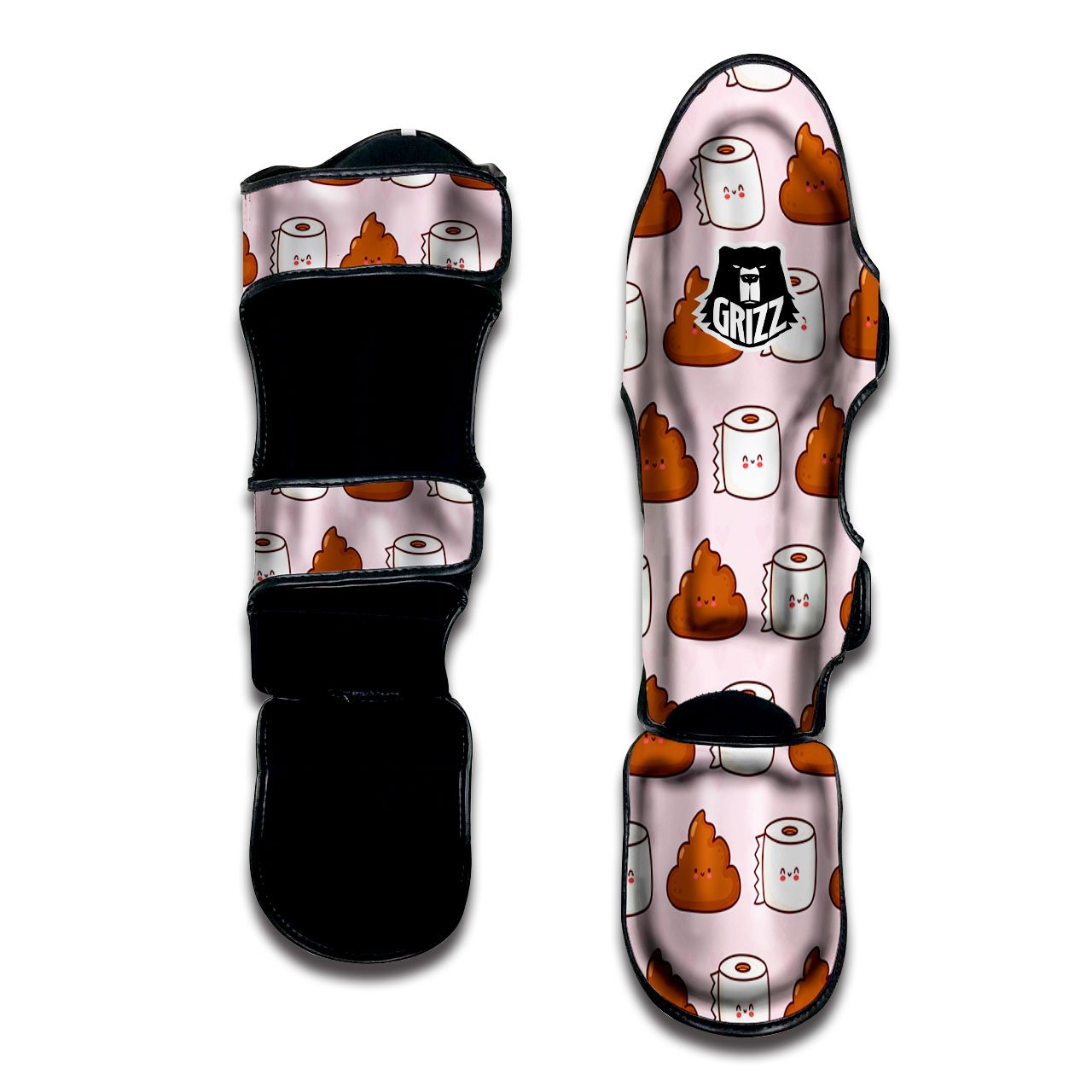 Emoticons Poop Print Pattern Muay Thai Shin Guards-grizzshop