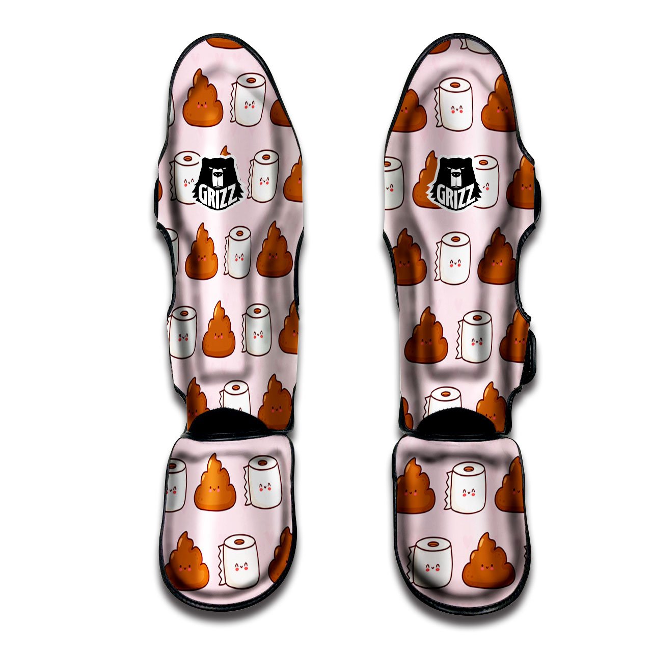 Emoticons Poop Print Pattern Muay Thai Shin Guards-grizzshop