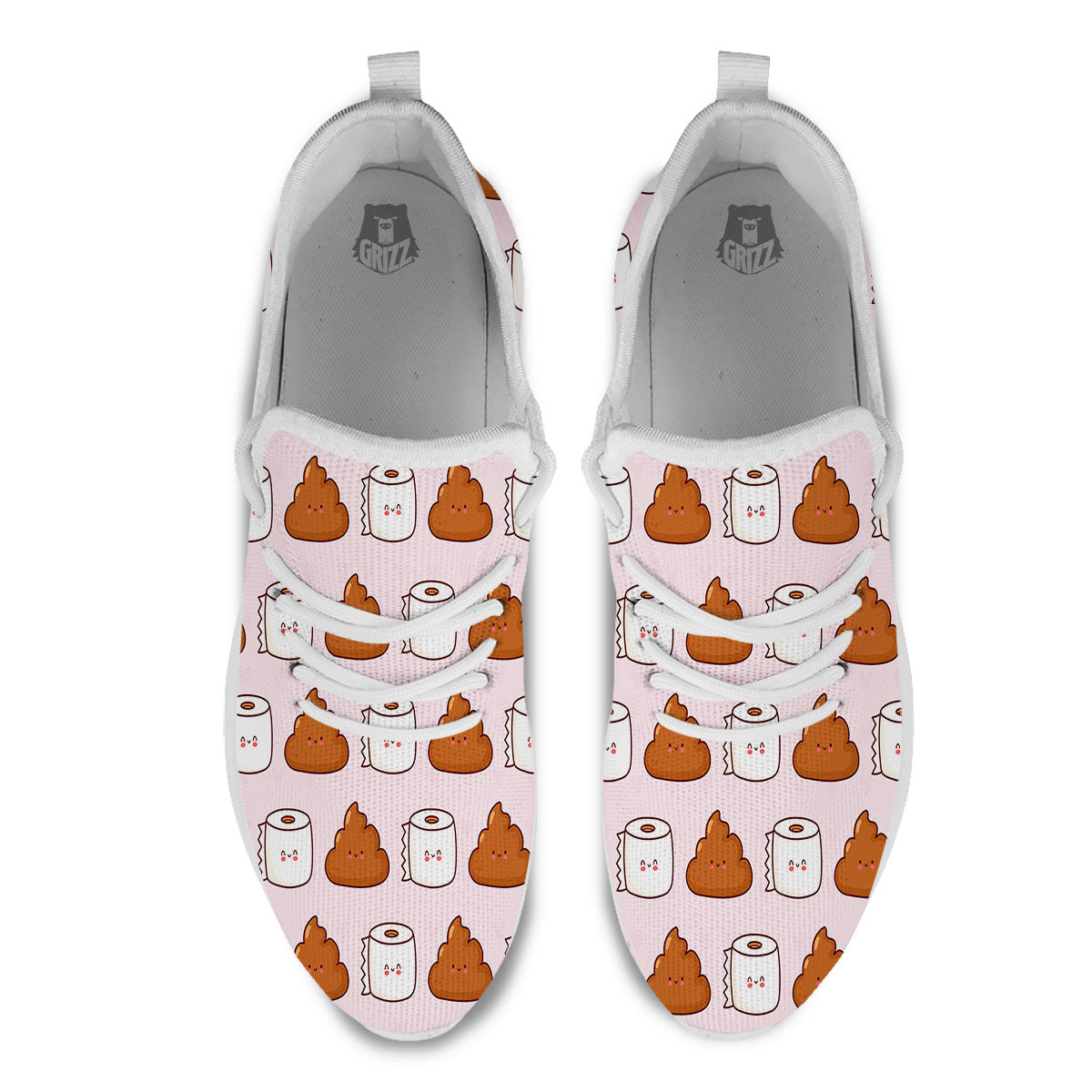 Emoticons Poop Print Pattern White Athletic Shoes-grizzshop