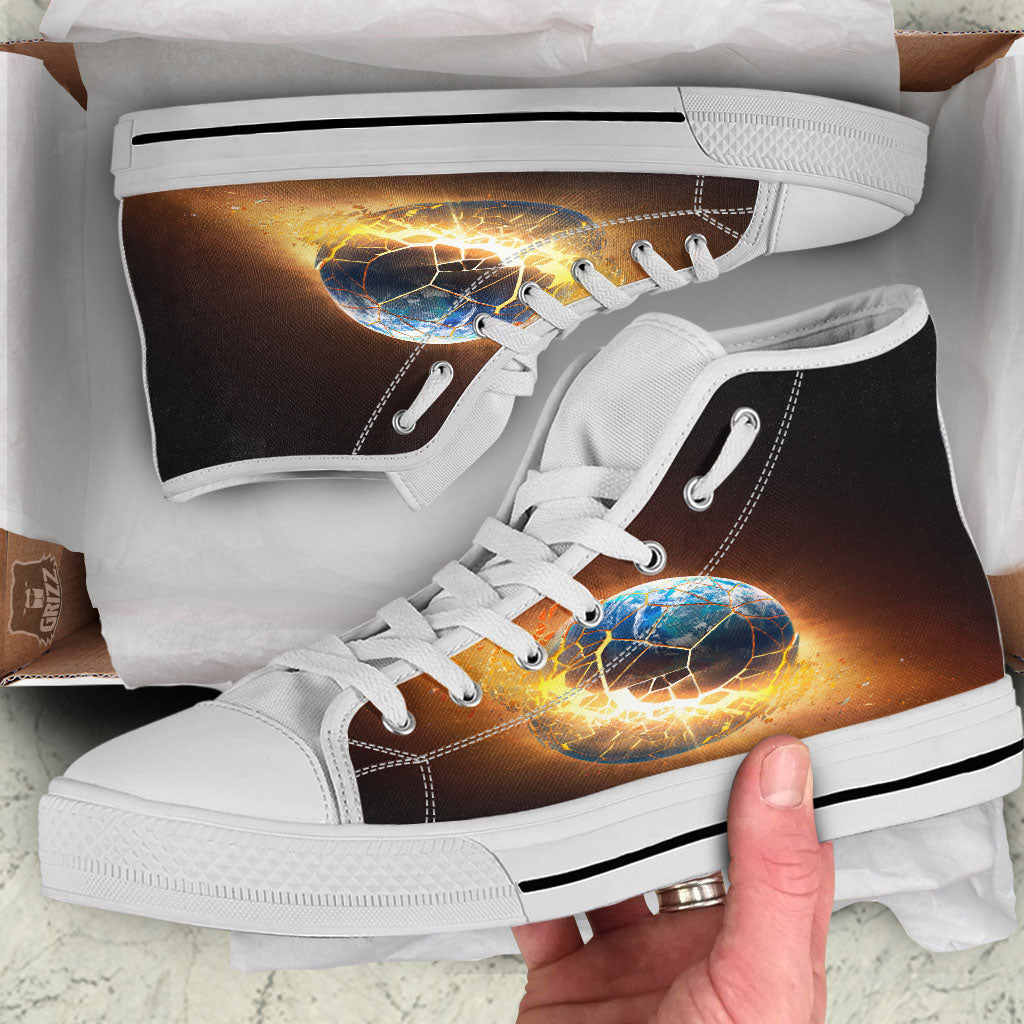 End Of The Earth Print White High Top Shoes-grizzshop