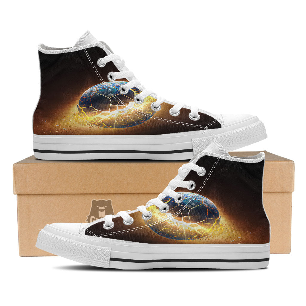 End Of The Earth Print White High Top Shoes-grizzshop