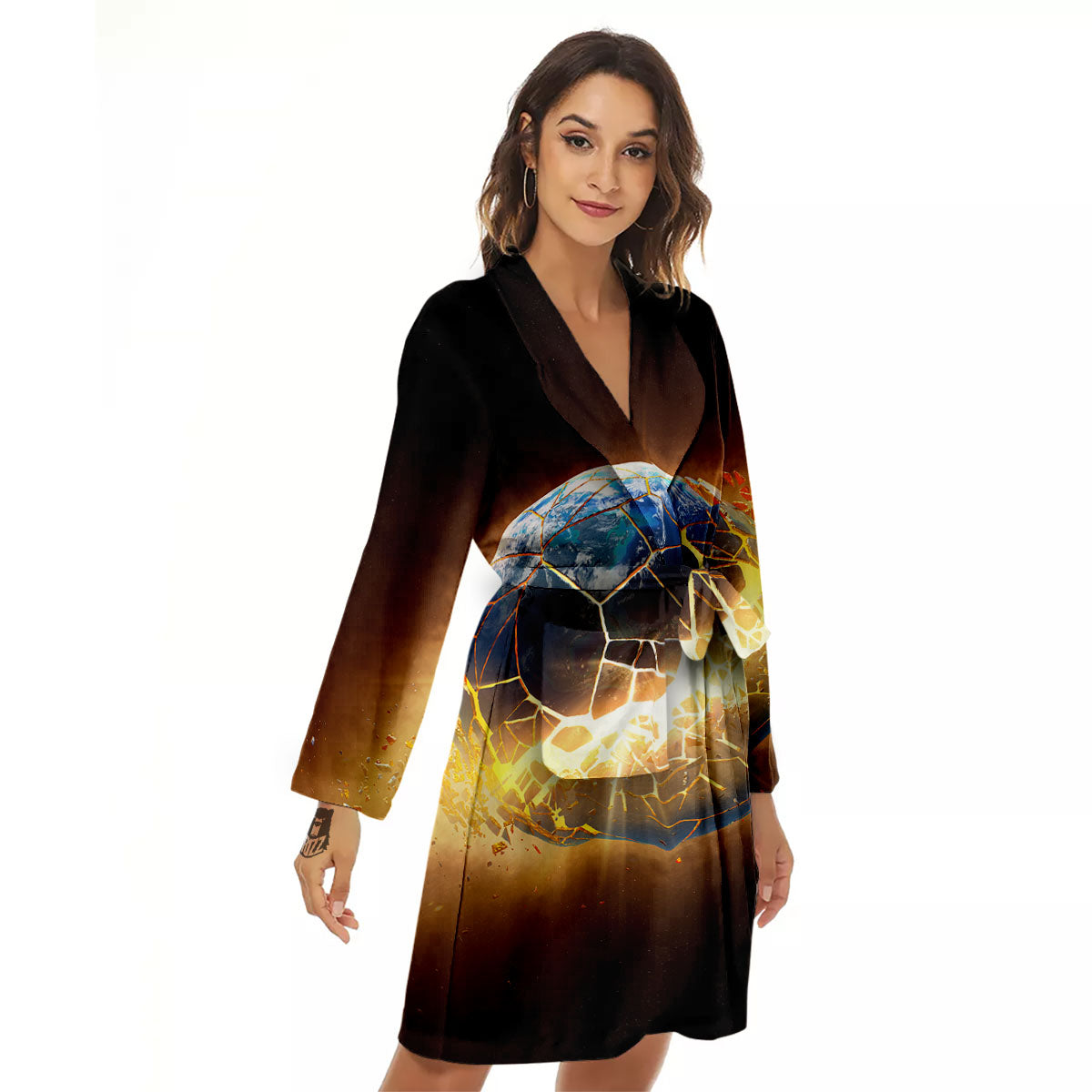 End Of The Earth Print Women's Robe-grizzshop