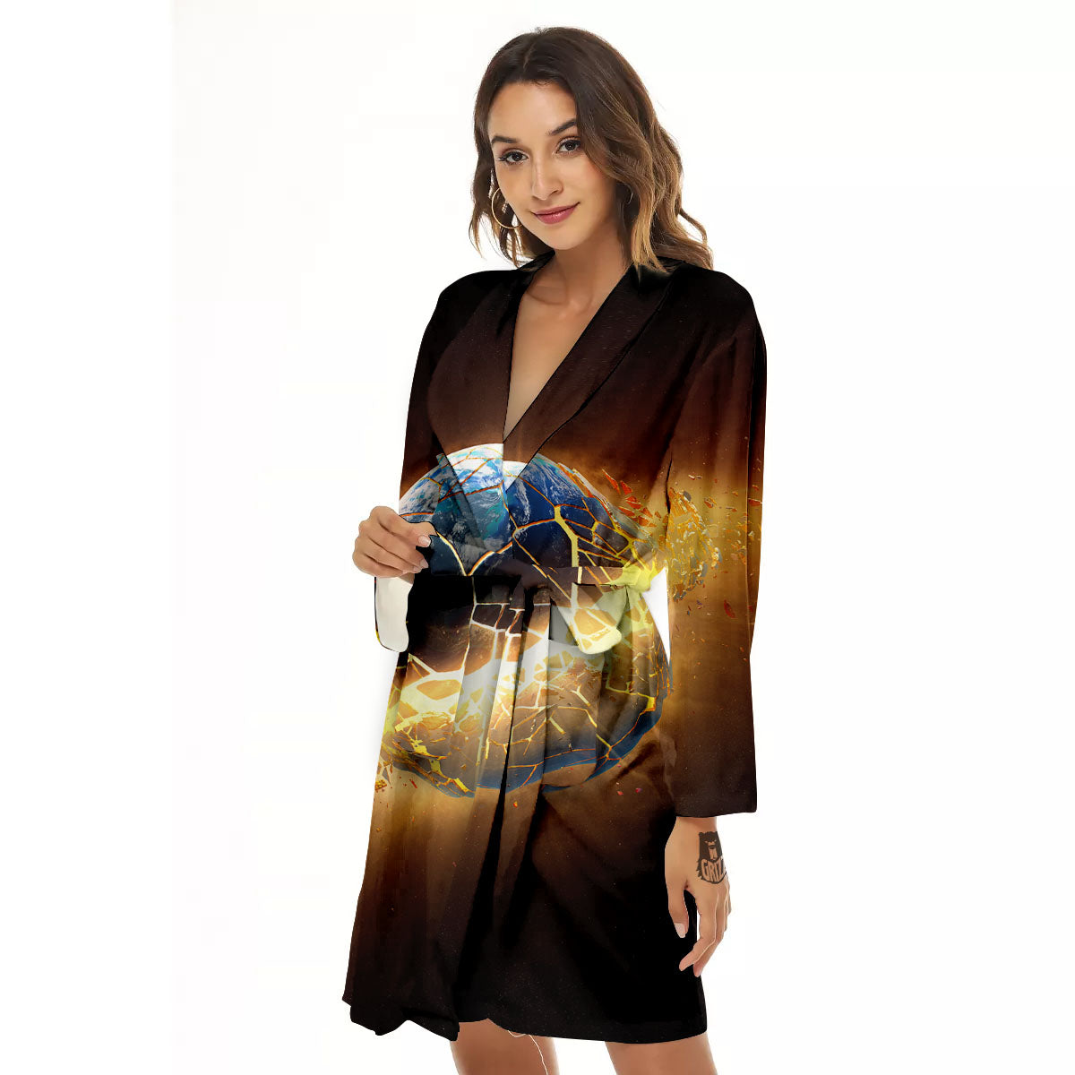 End Of The Earth Print Women's Robe-grizzshop