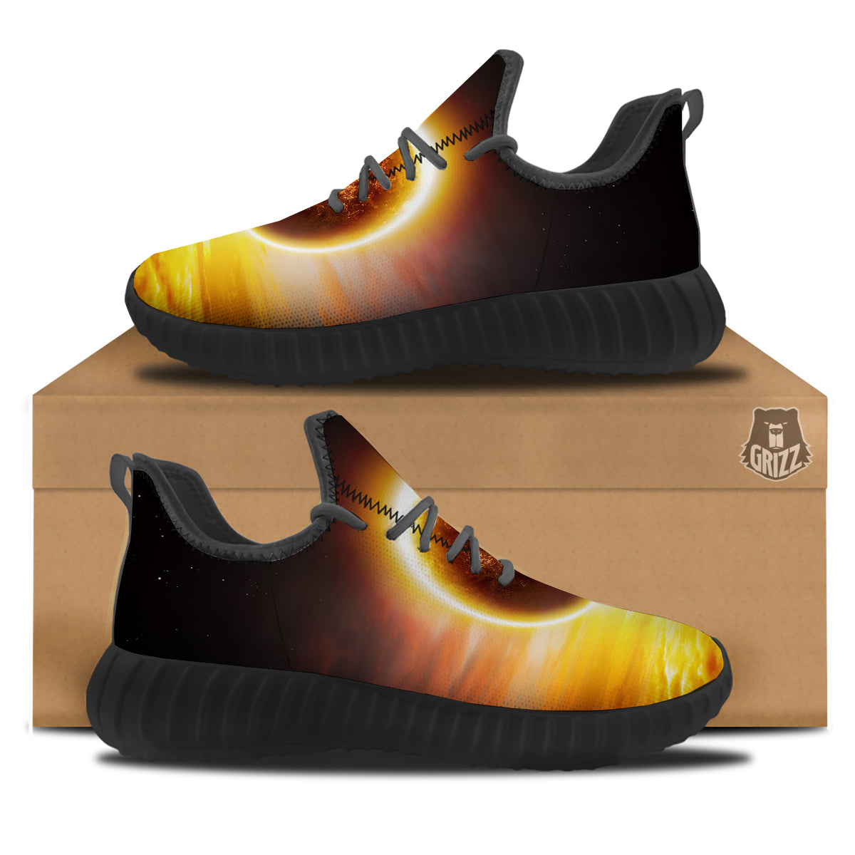 End Of The Planet Apocalyptic Print Black Walking Shoes-grizzshop