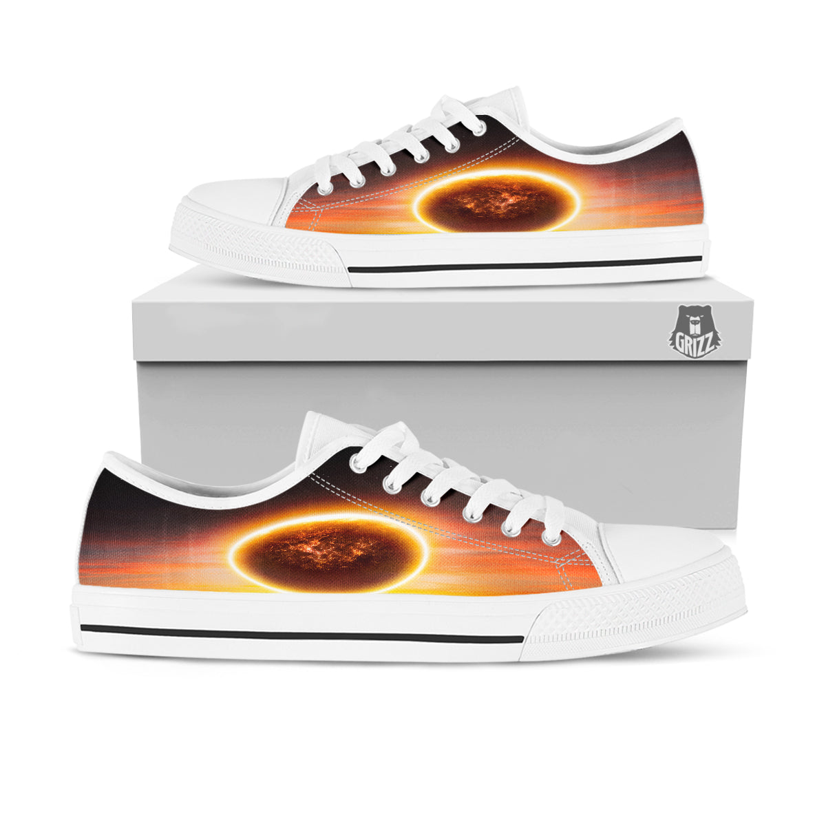 End Of The Planet Apocalyptic Print White Low Top Shoes-grizzshop