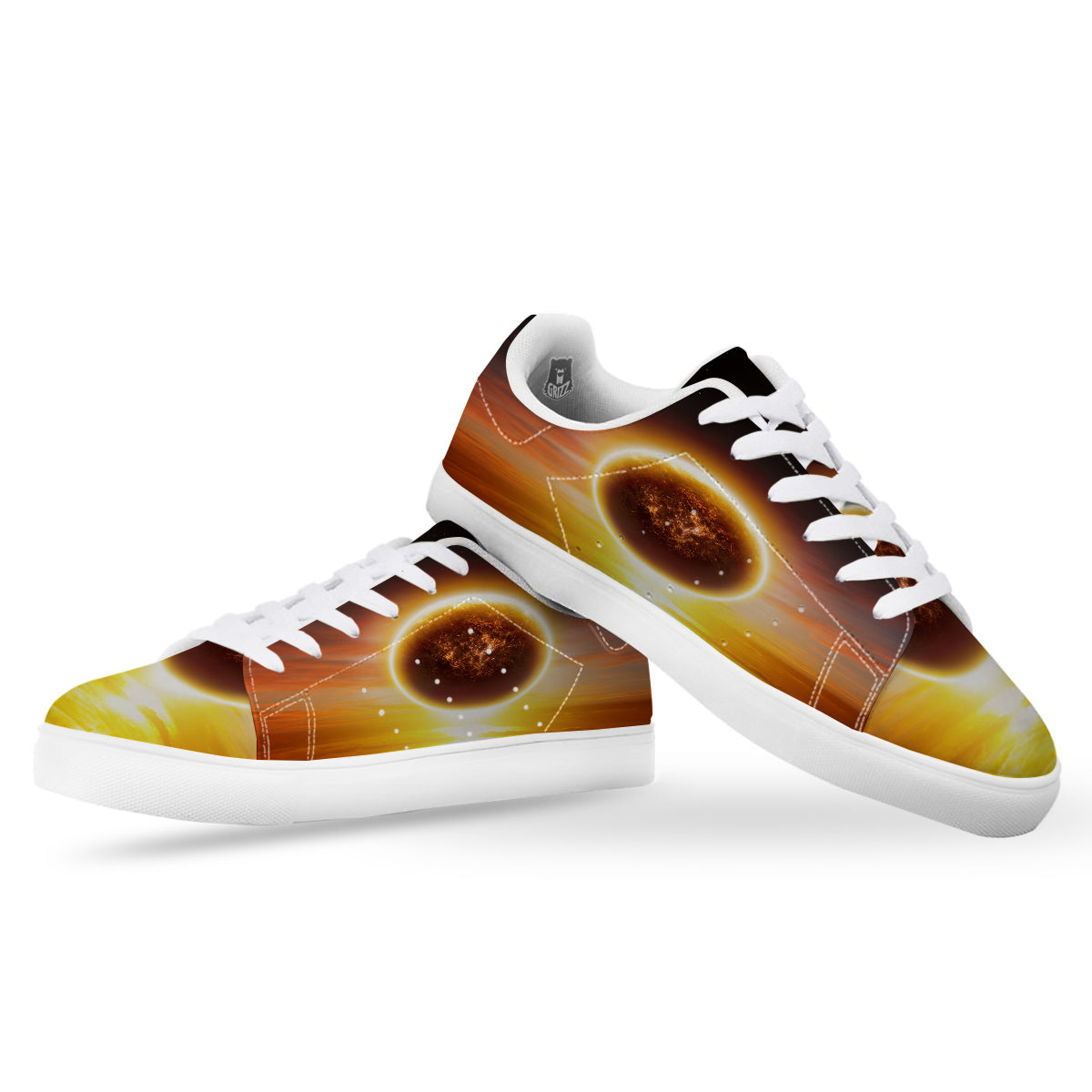 End Of The Planet Apocalyptic Print White Low Top Sneakers-grizzshop
