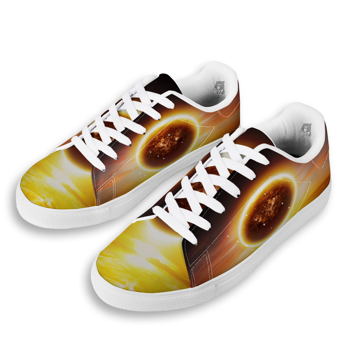 End Of The Planet Apocalyptic Print White Low Top Sneakers-grizzshop