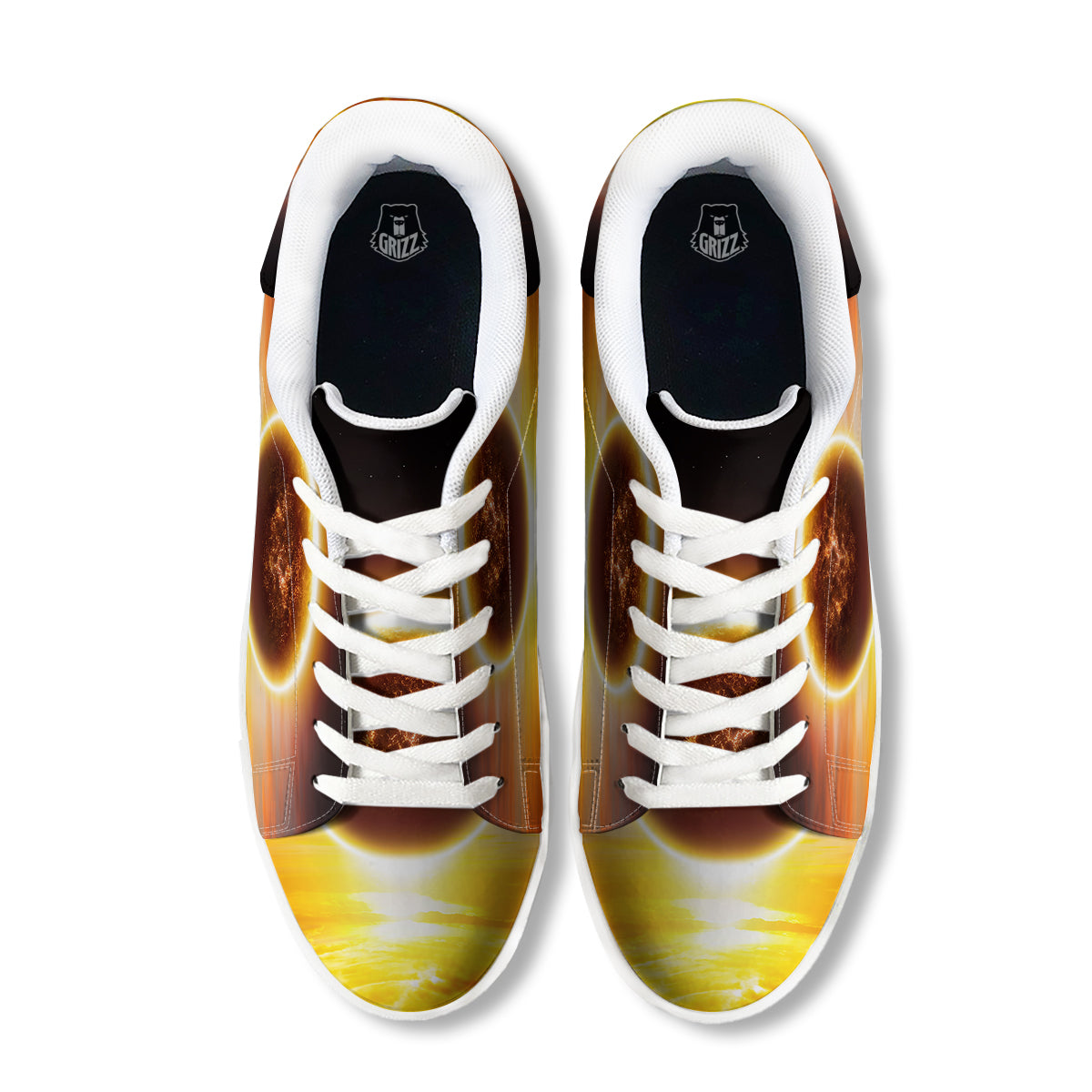 End Of The Planet Apocalyptic Print White Low Top Sneakers-grizzshop