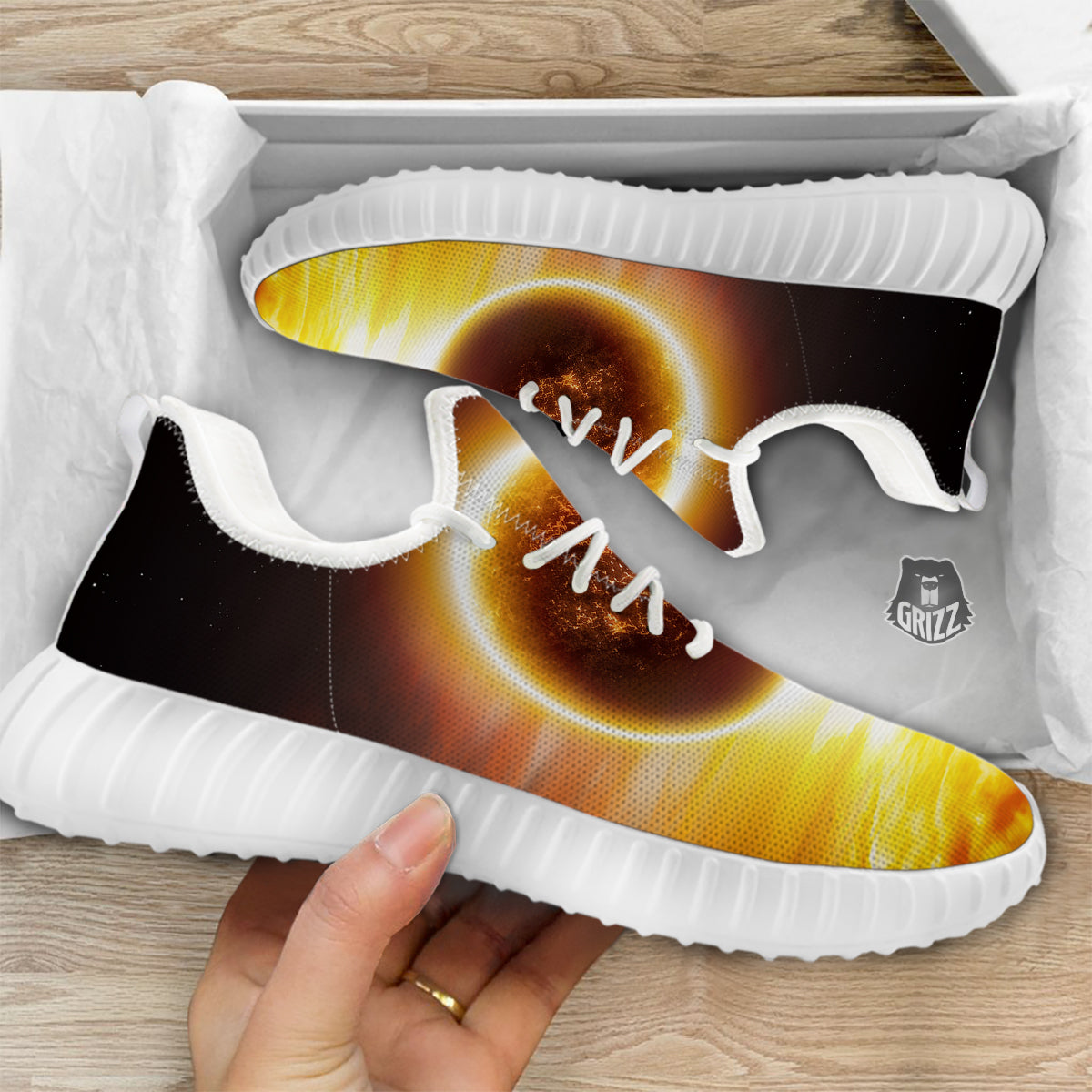 End Of The Planet Apocalyptic Print White Walking Shoes-grizzshop
