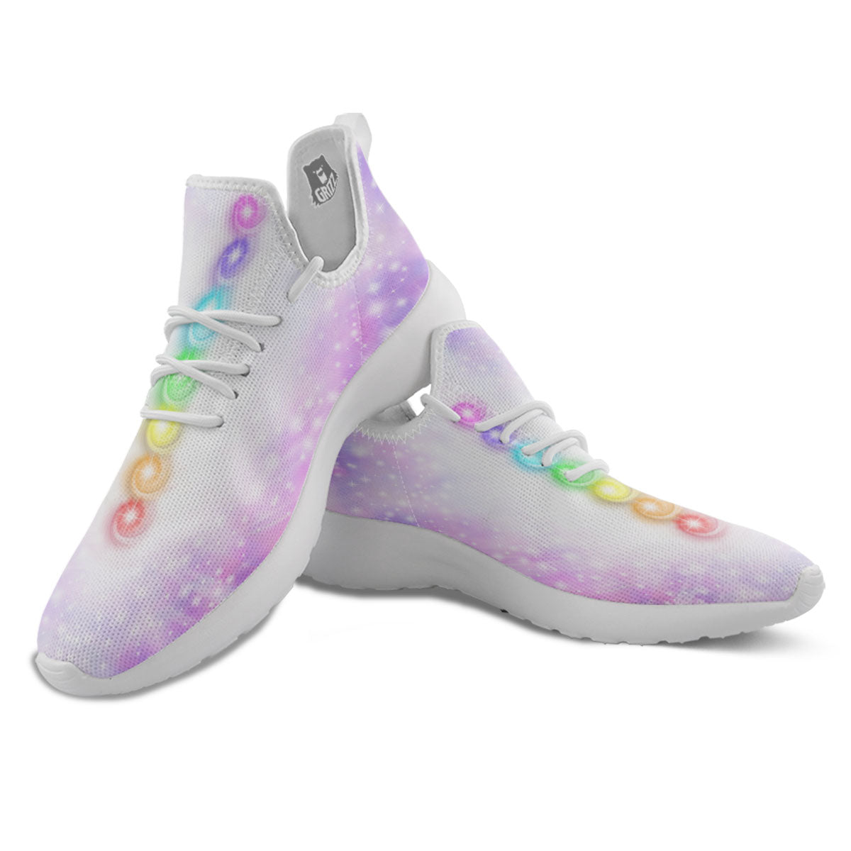 Energy Seven Chakras Print White Athletic Shoes-grizzshop