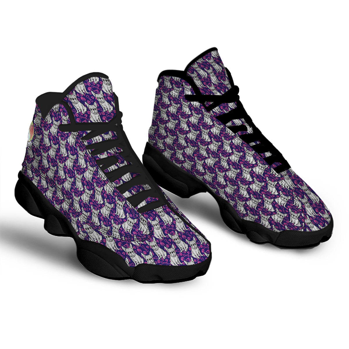English Bulldog Cute Print Pattern Black Basketball Shoes-grizzshop
