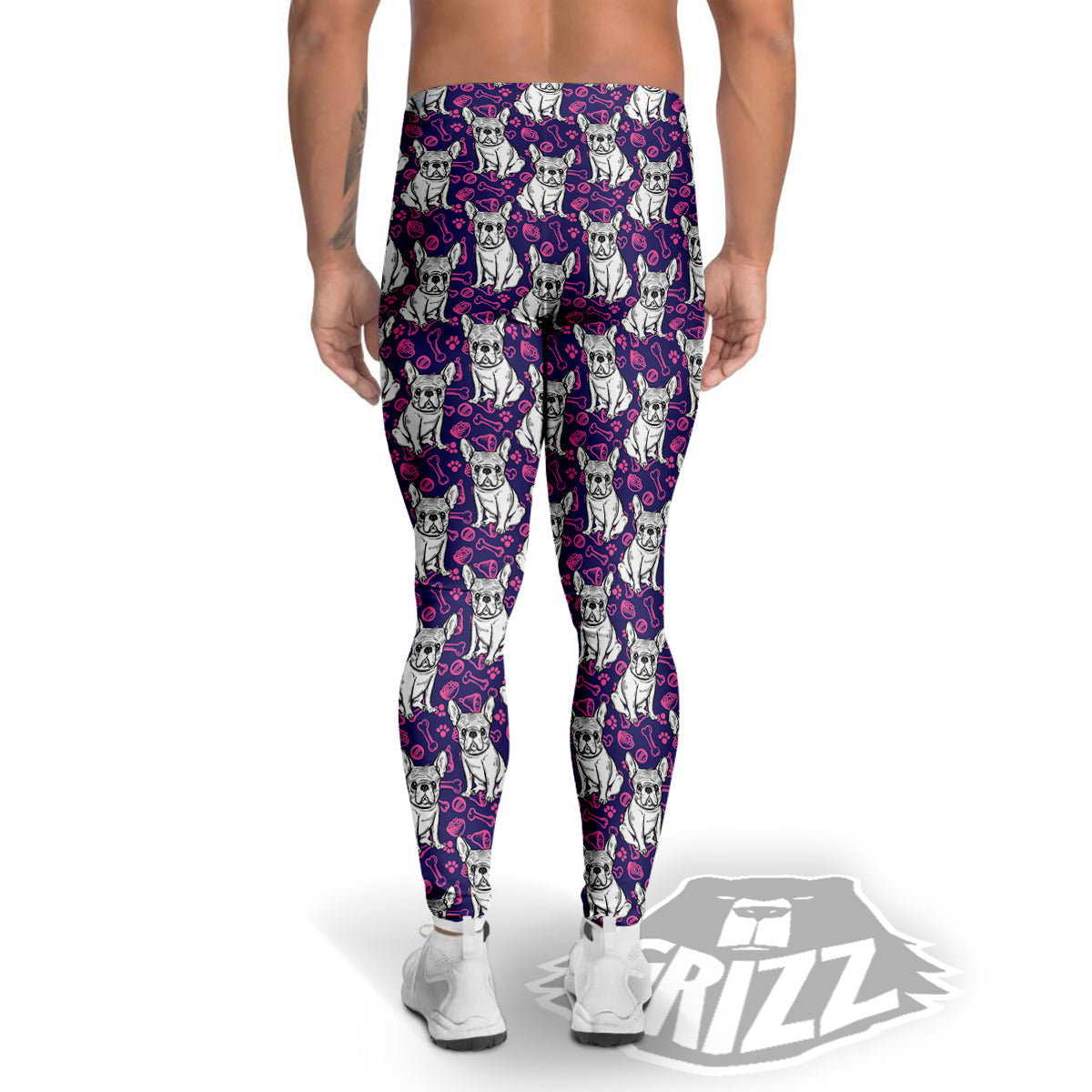 English Bulldog Cute Print Pattern Men's Leggings-grizzshop