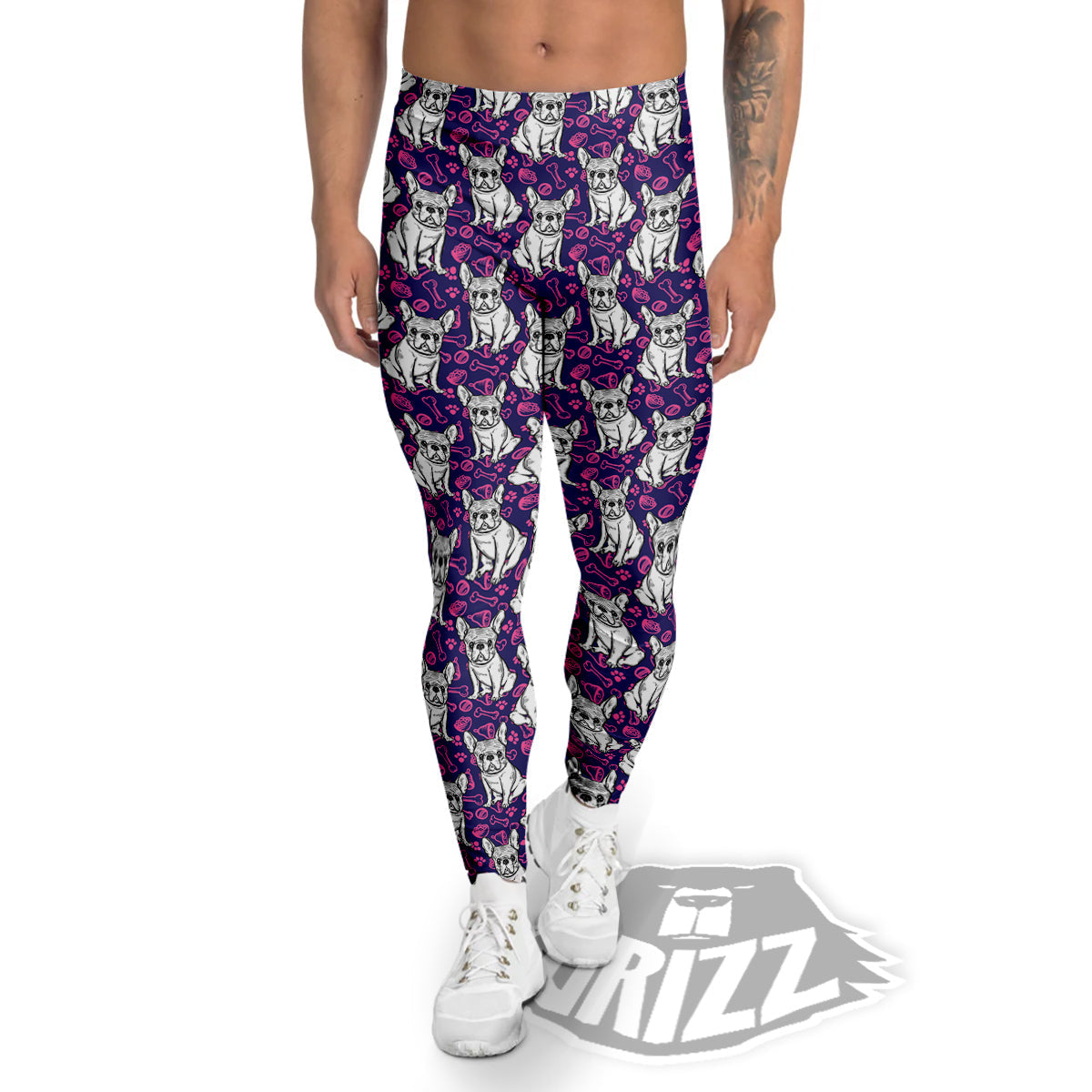 English Bulldog Cute Print Pattern Men's Leggings-grizzshop