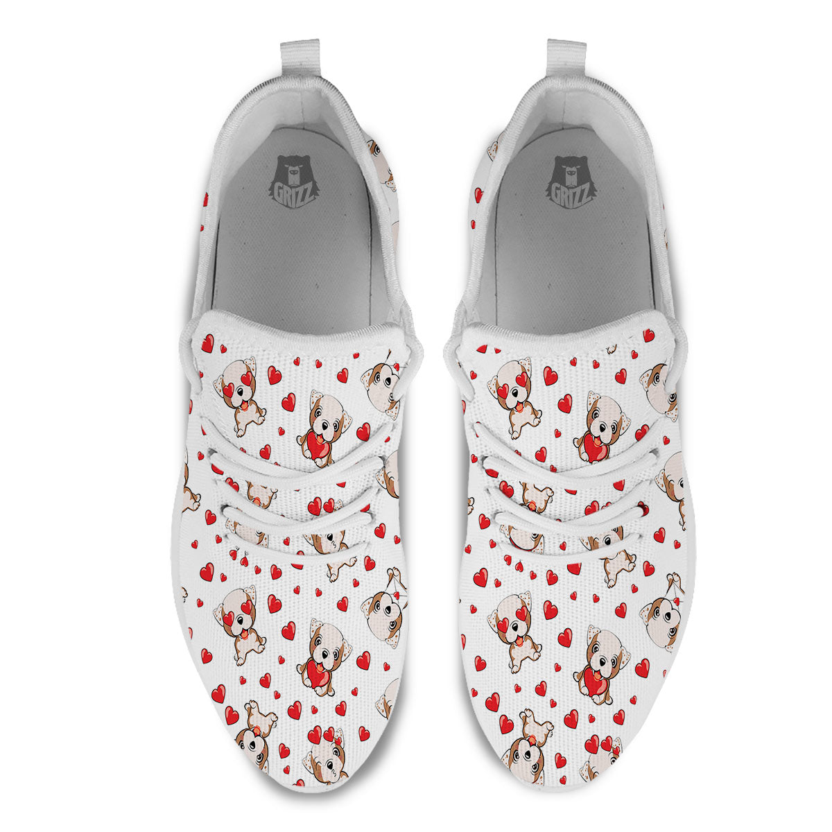 English Bulldog Lovely Print Pattern White Athletic Shoes-grizzshop