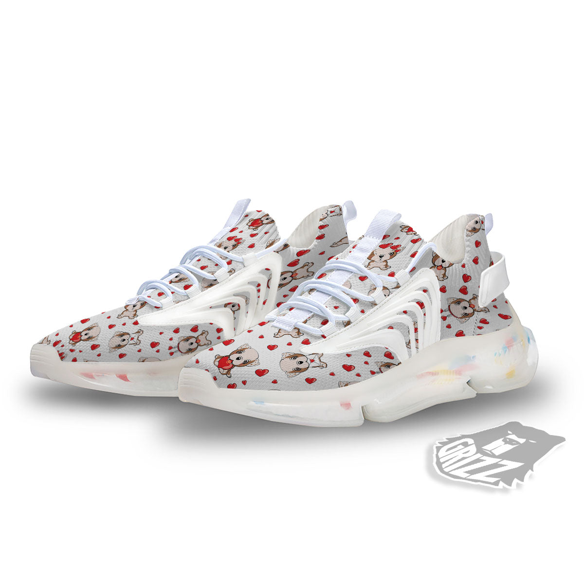 English Bulldog Lovely Print Pattern White Gym Shoes-grizzshop