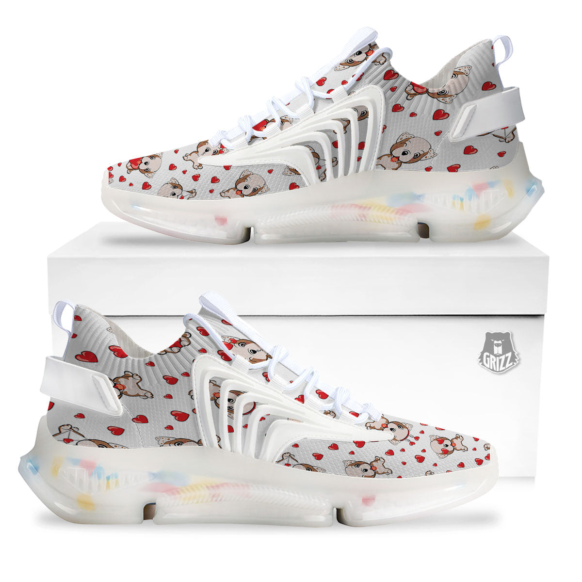 English Bulldog Lovely Print Pattern White Gym Shoes-grizzshop