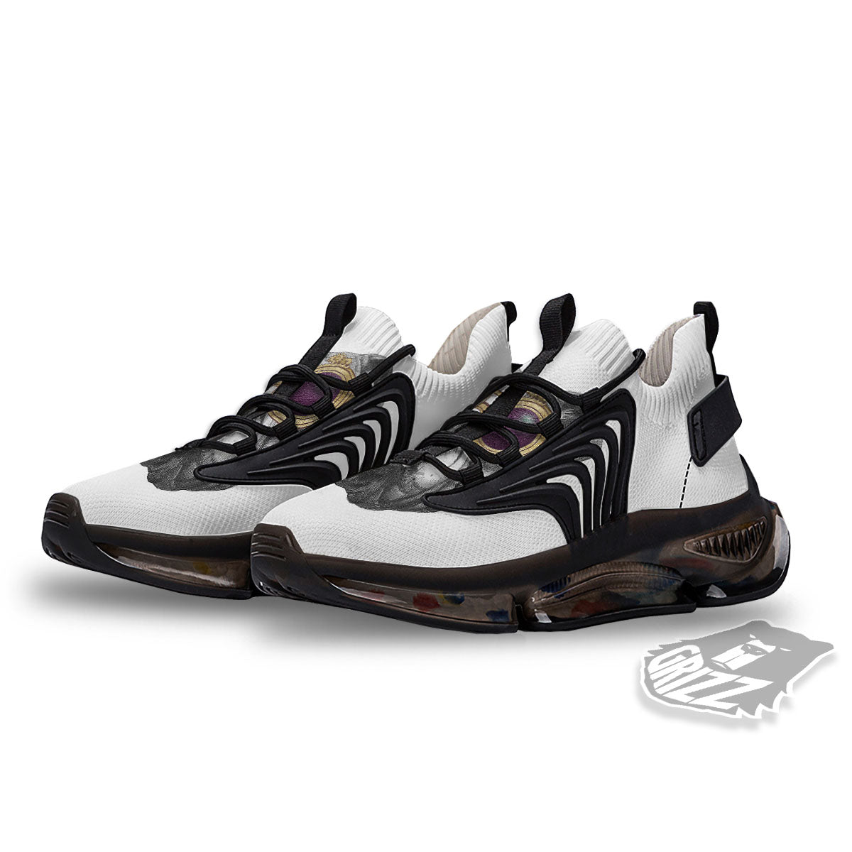 English Bulldog Wearing Glasses Print Black Gym Shoes-grizzshop