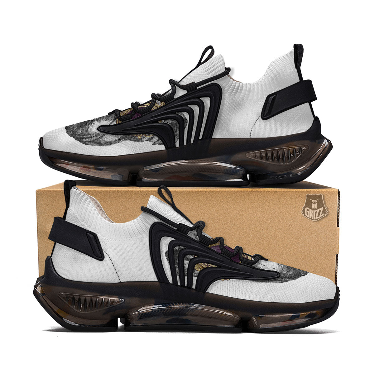 English Bulldog Wearing Glasses Print Black Gym Shoes-grizzshop