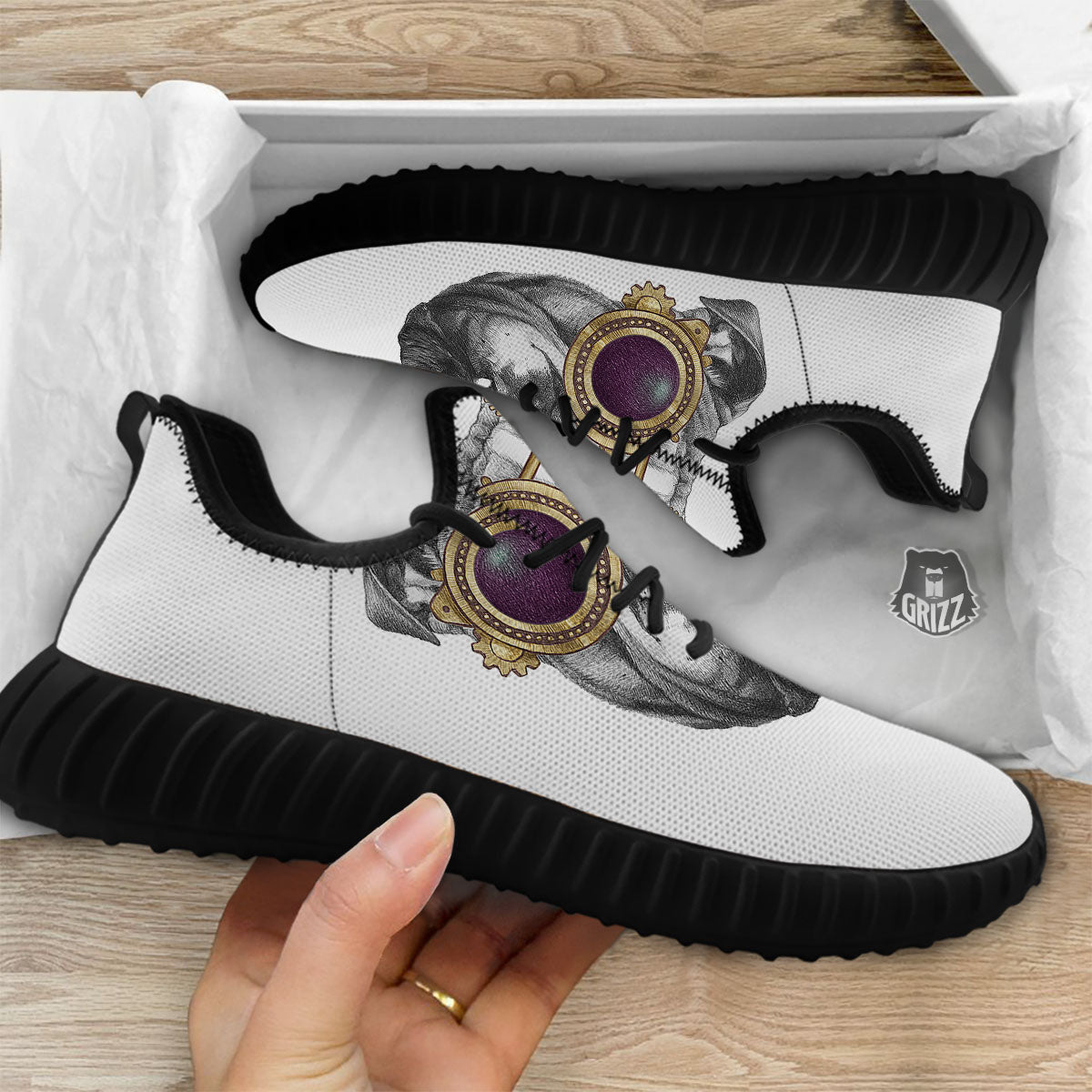 English Bulldog Wearing Glasses Print Black Walking Shoes-grizzshop