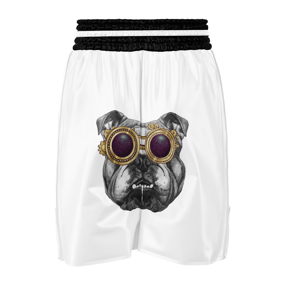 English Bulldog Wearing Glasses Print Boxing Shorts-grizzshop