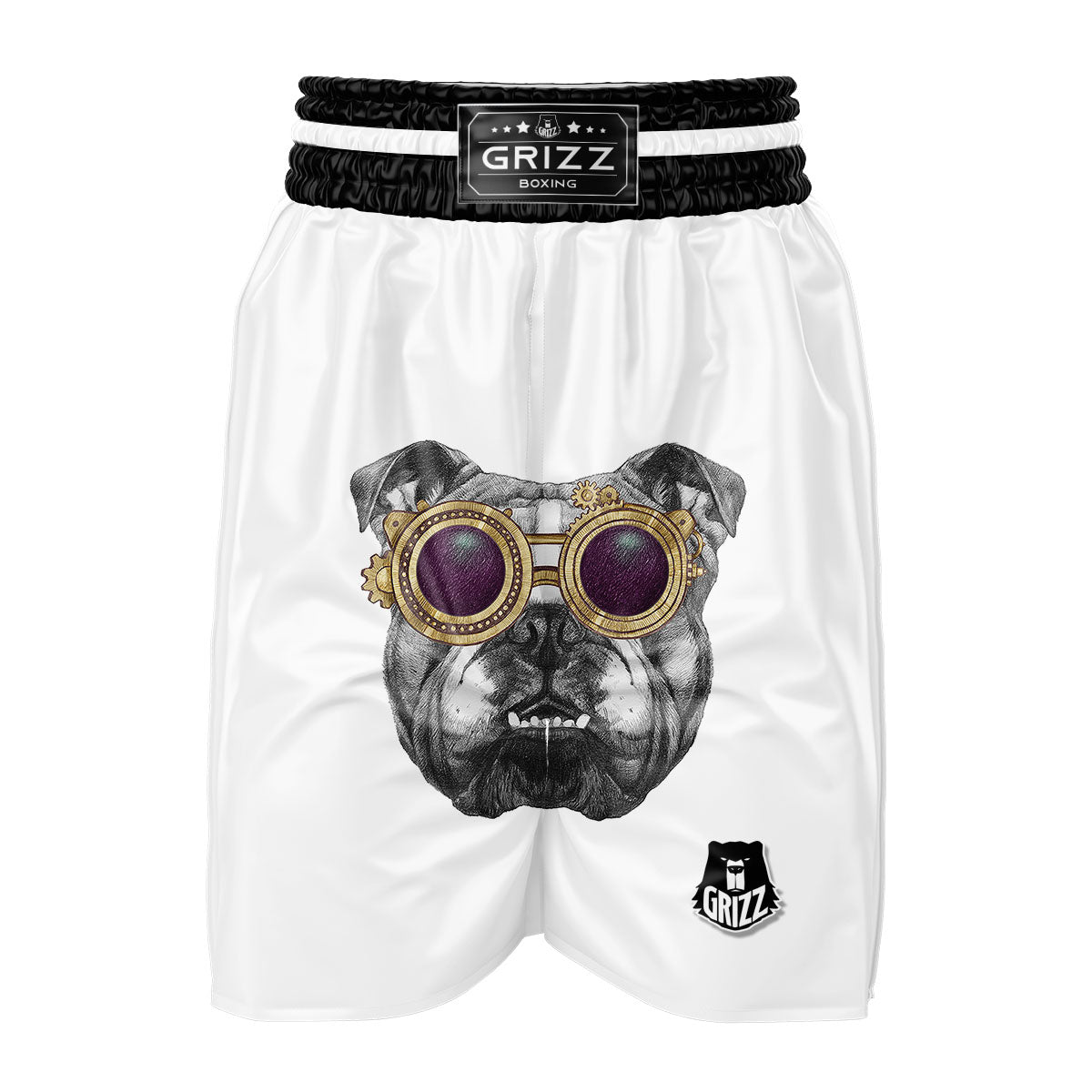 English Bulldog Wearing Glasses Print Boxing Shorts-grizzshop