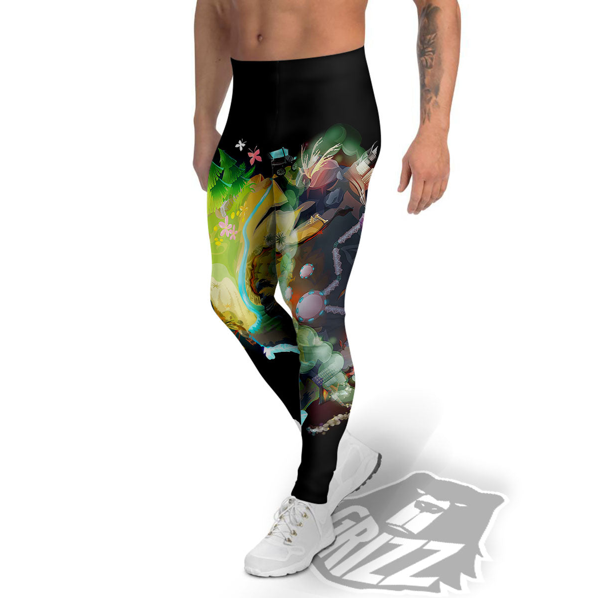 Environmental Destruction Print Men's Leggings-grizzshop