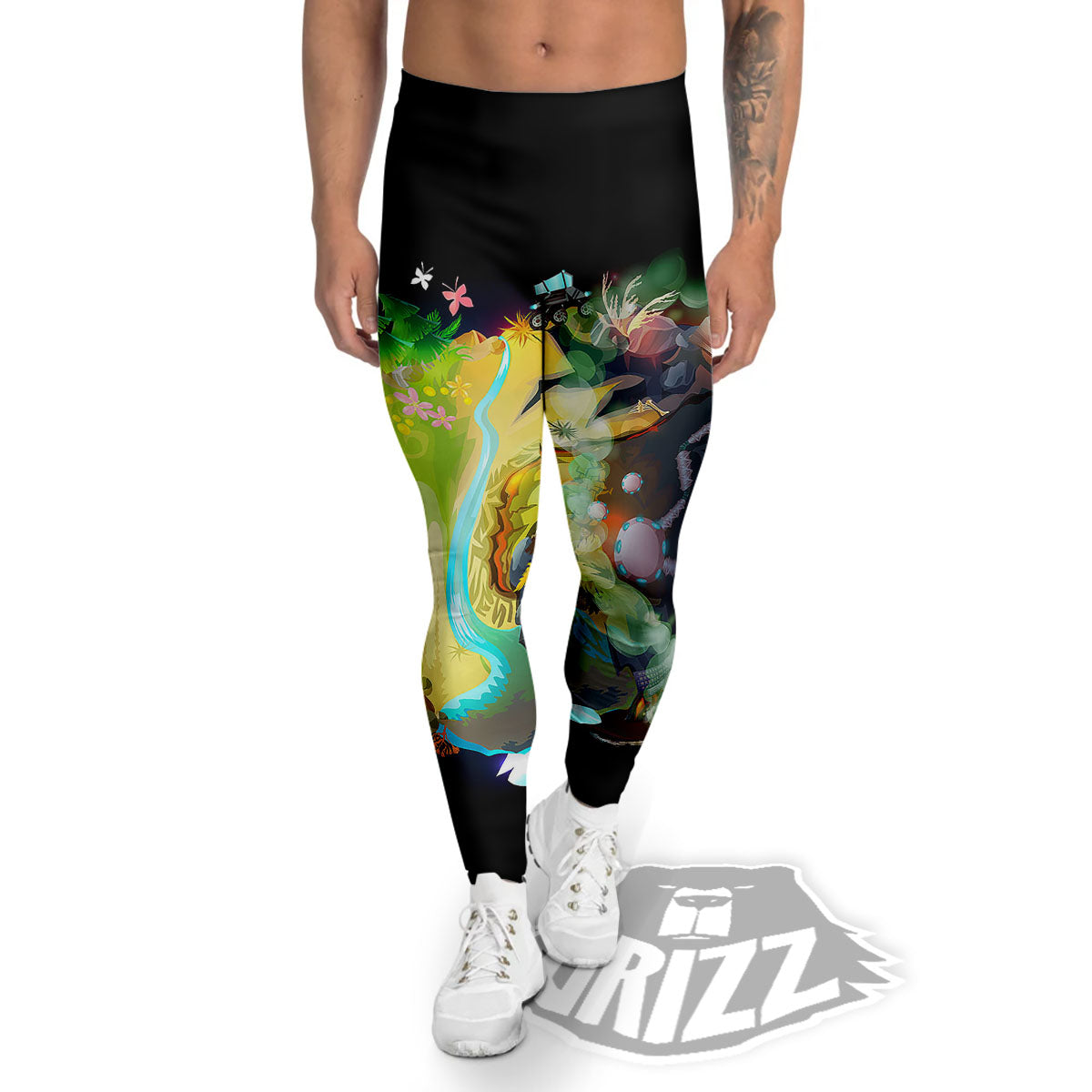 Environmental Destruction Print Men's Leggings-grizzshop