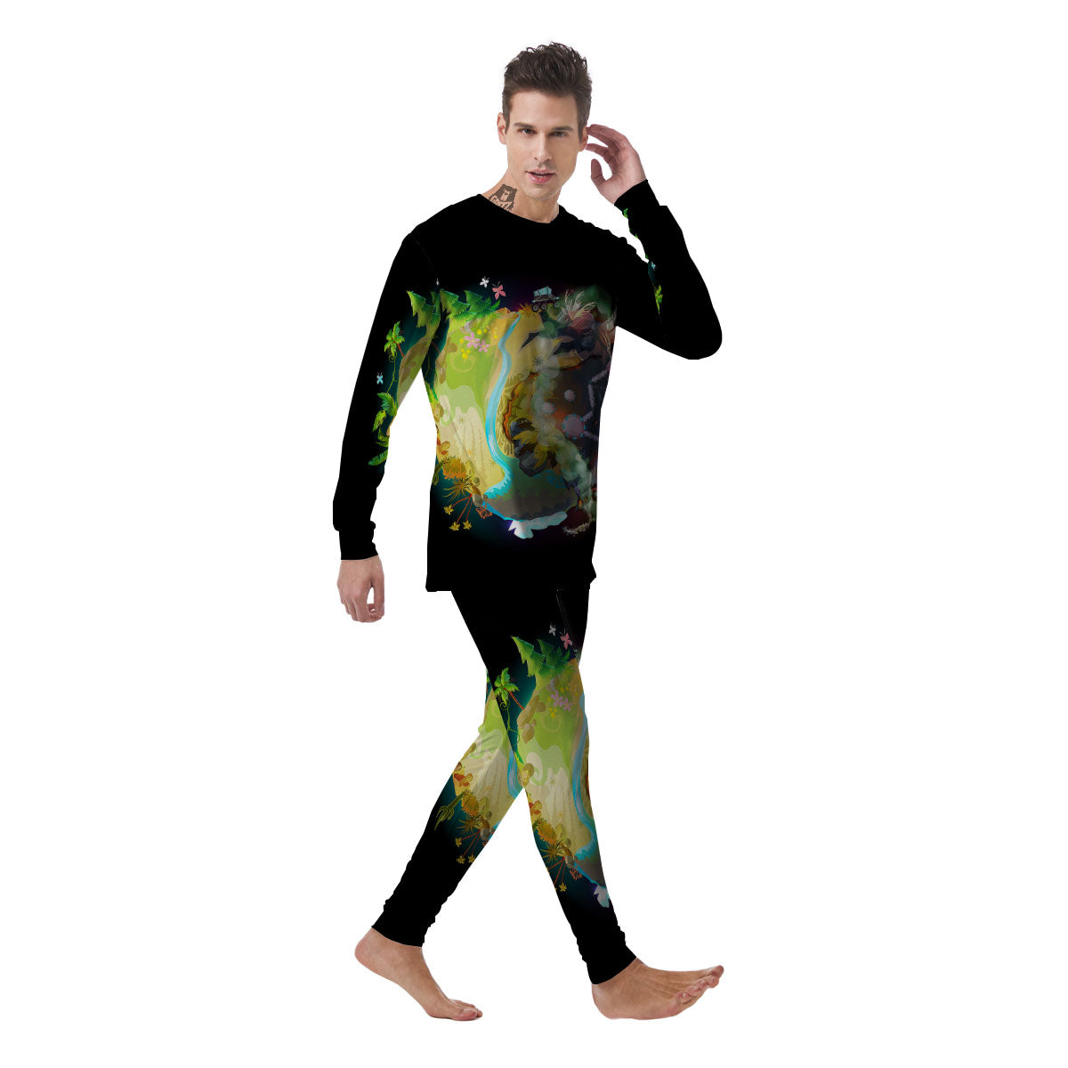 Environmental Destruction Print Men's Pajamas-grizzshop