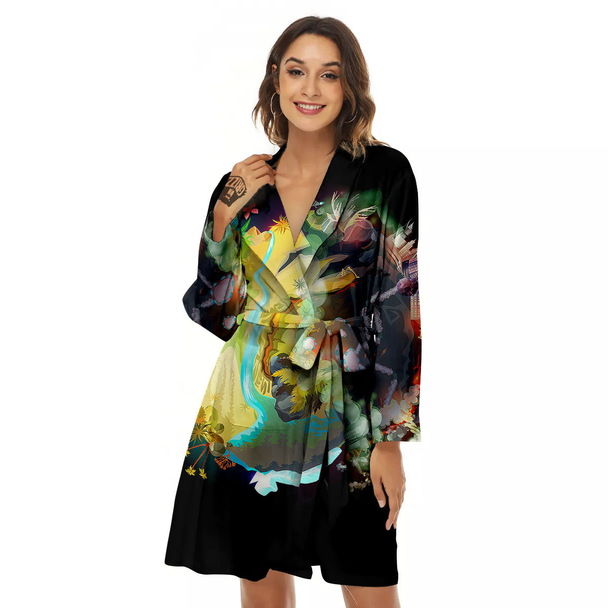 Environmental Destruction Print Women's Robe-grizzshop