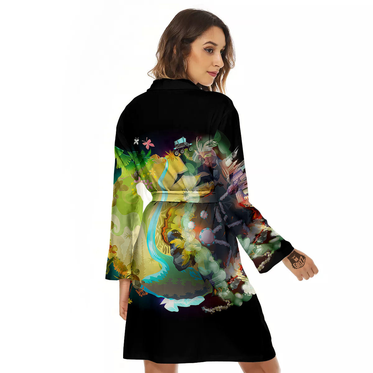 Environmental Destruction Print Women's Robe-grizzshop