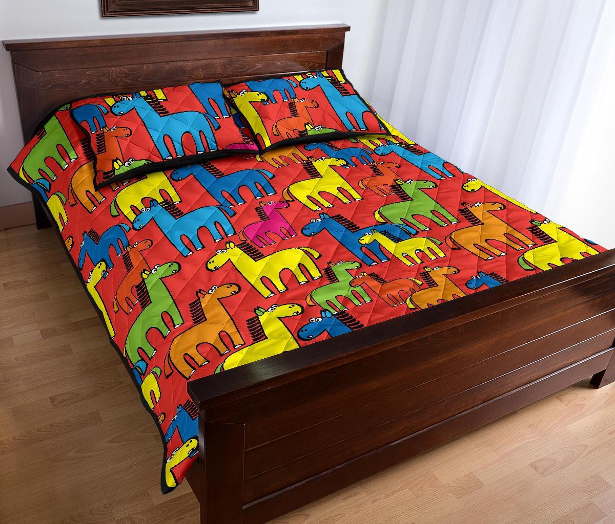 Equestrian Colorful Pattern Print Bed Set Quilt-grizzshop