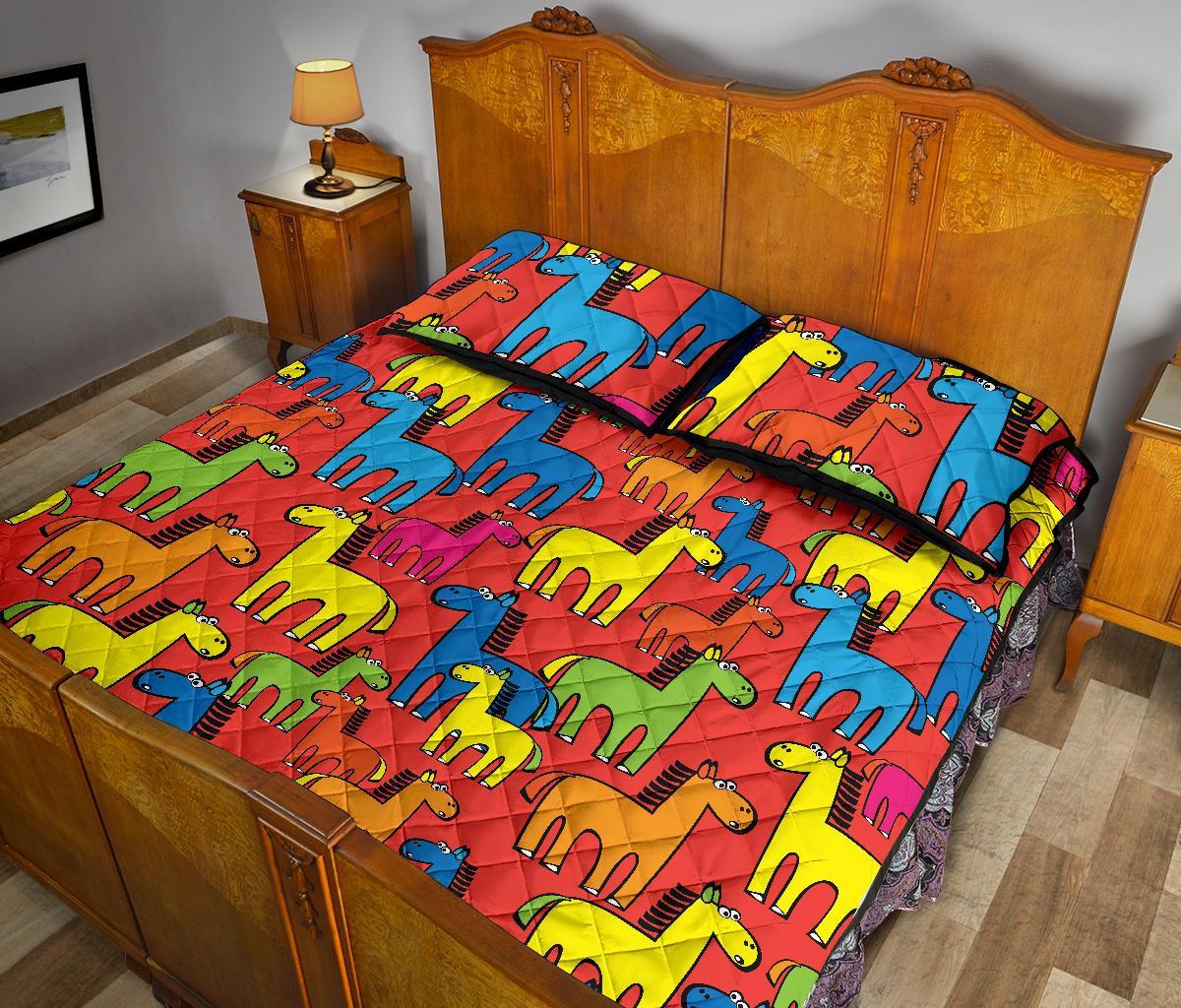 Equestrian Colorful Pattern Print Bed Set Quilt-grizzshop