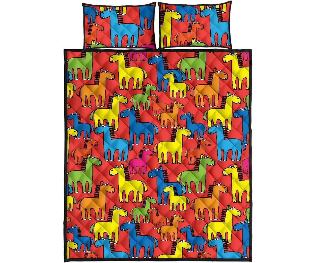 Equestrian Colorful Pattern Print Bed Set Quilt-grizzshop
