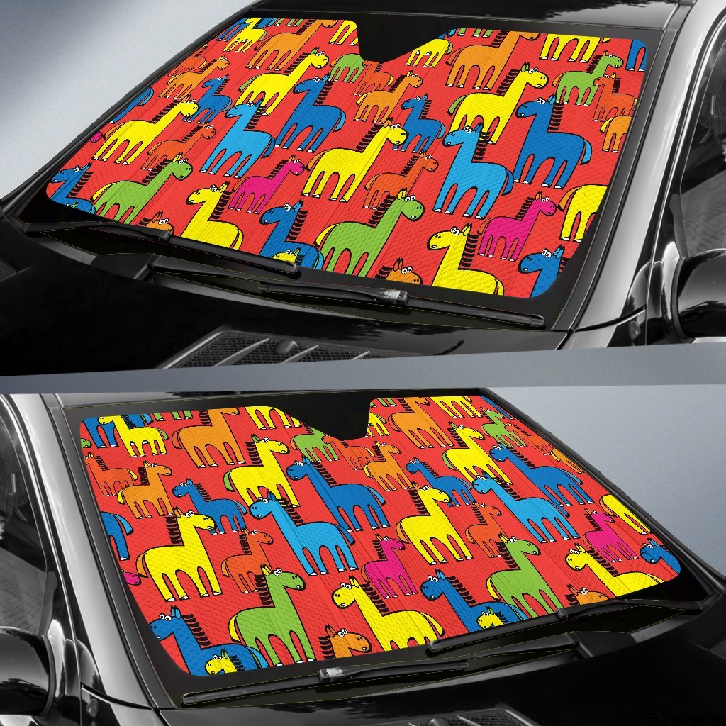 Equestrian Colorful Pattern Print Car Sun Shade-grizzshop