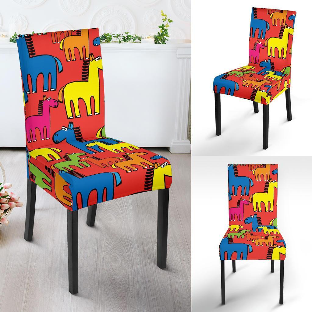 Equestrian Colorful Pattern Print Chair Cover-grizzshop