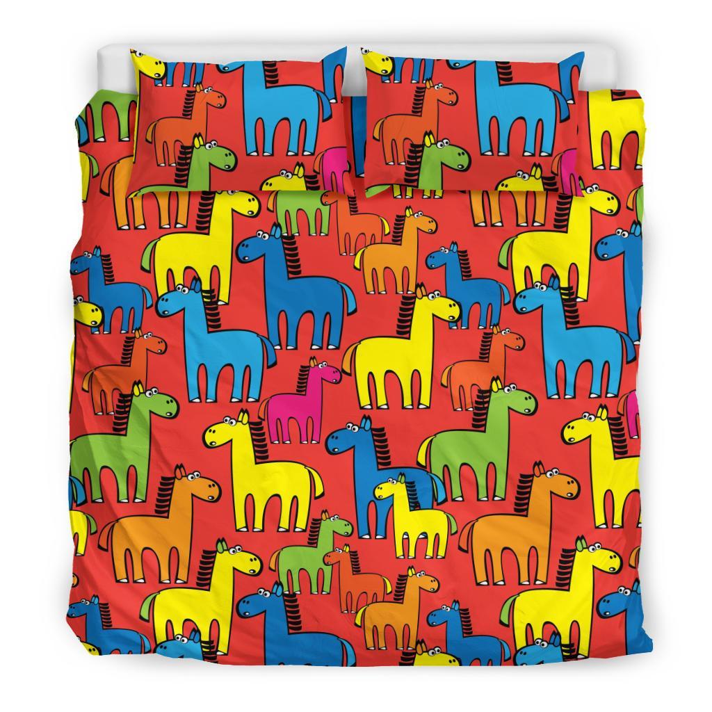 Equestrian Colorful Pattern Print Duvet Cover Bedding Set-grizzshop
