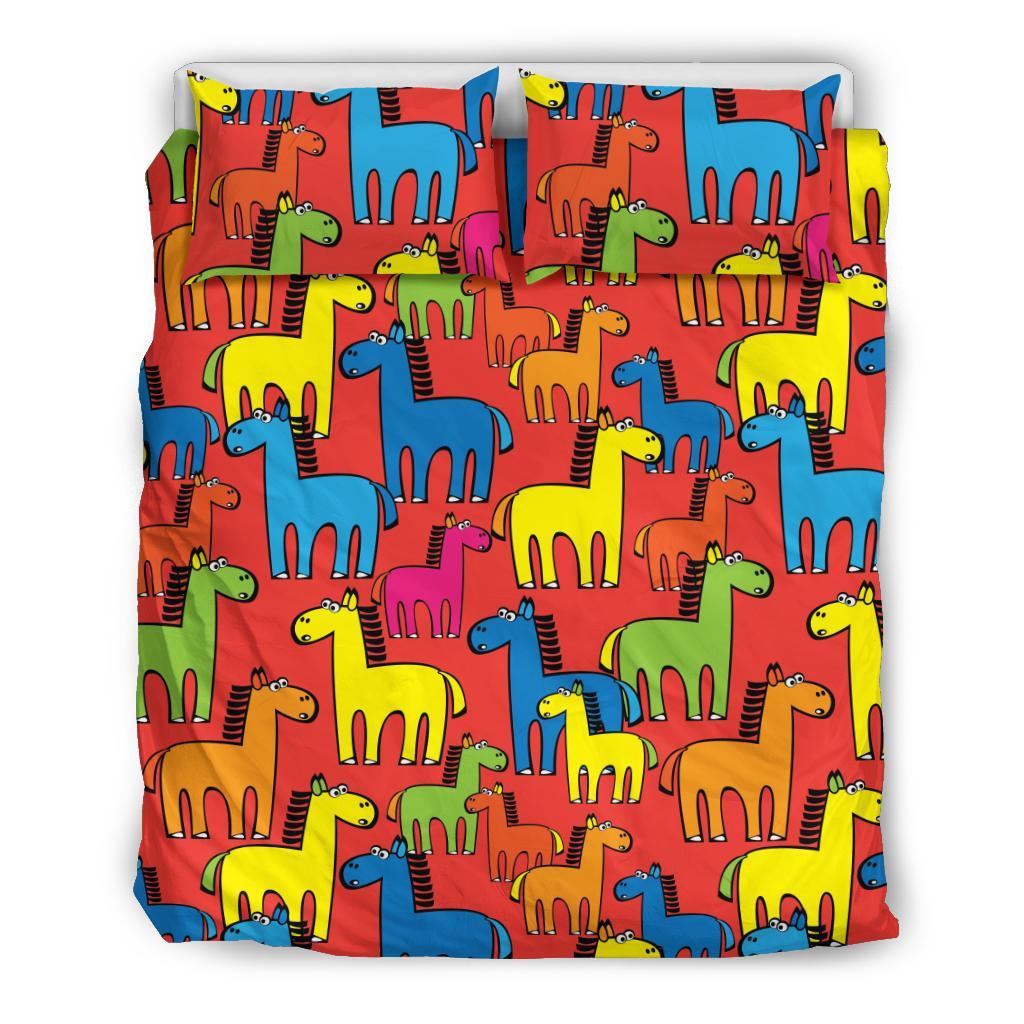 Equestrian Colorful Pattern Print Duvet Cover Bedding Set-grizzshop