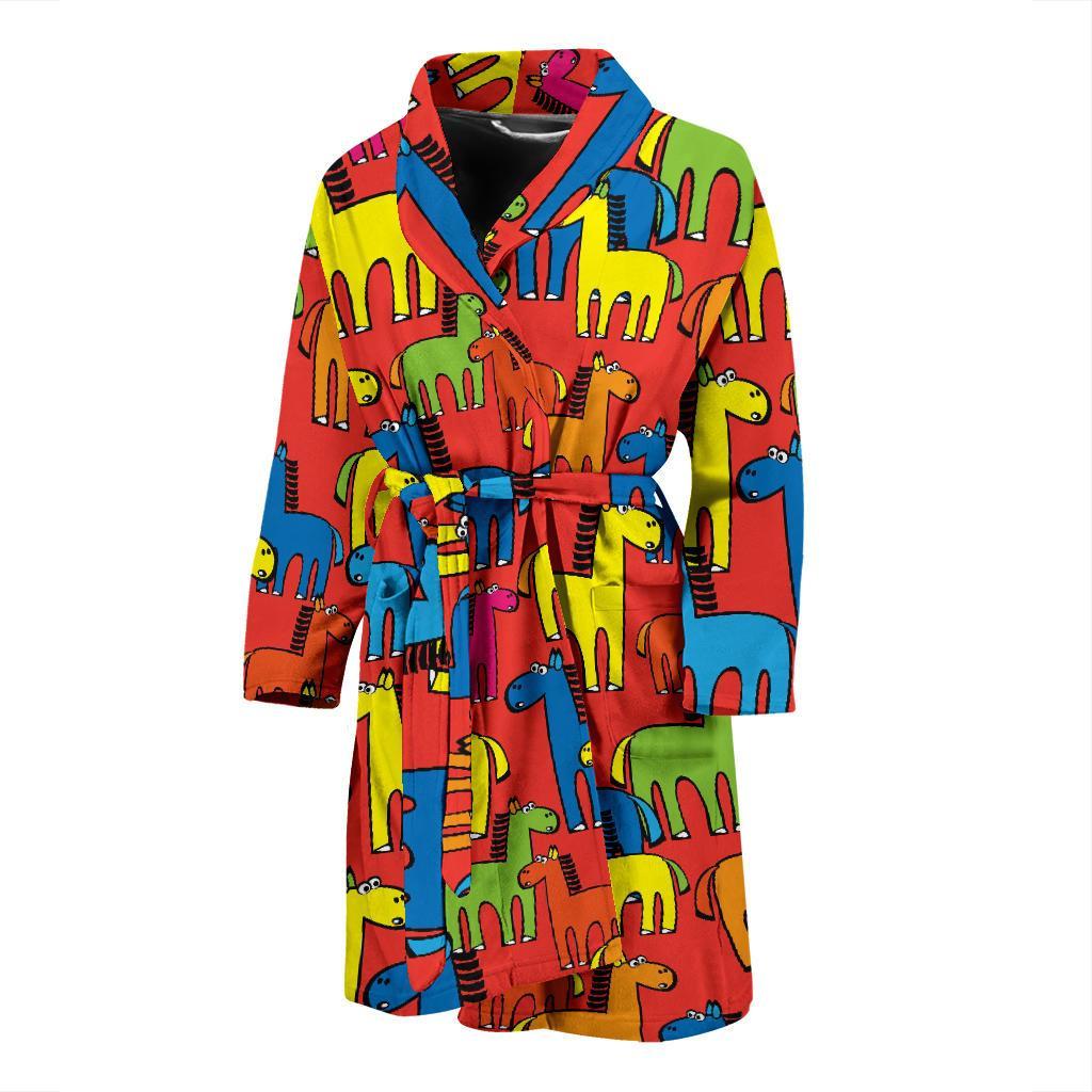 Equestrian Colorful Pattern Print Men Long Robe-grizzshop