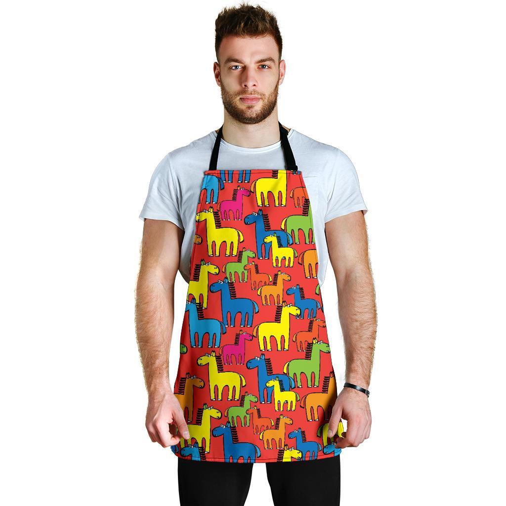 Equestrian Colorful Pattern Print Men's Apron-grizzshop