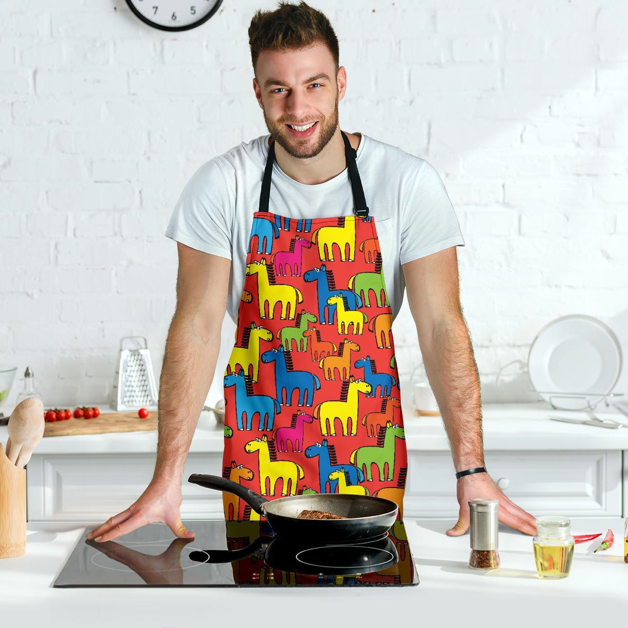 Equestrian Colorful Pattern Print Men's Apron-grizzshop