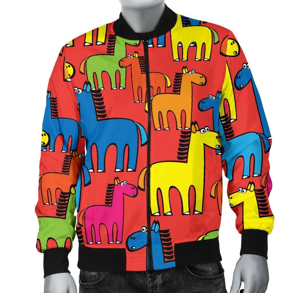 Equestrian Colorful Pattern Print Men's Bomber Jacket-grizzshop