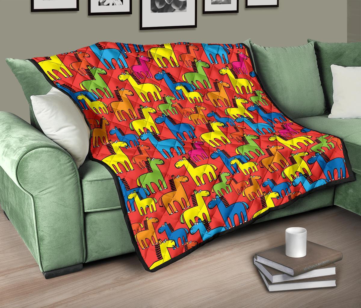 Equestrian Colorful Pattern Print Quilt-grizzshop