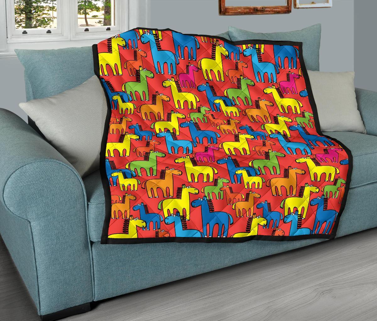 Equestrian Colorful Pattern Print Quilt-grizzshop