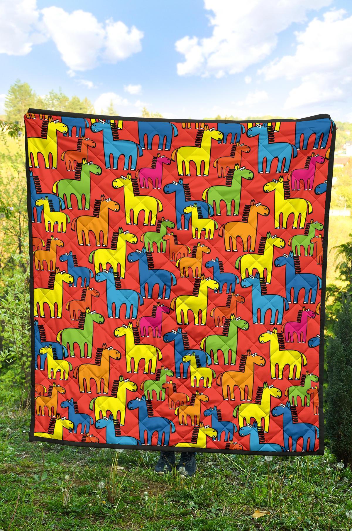 Equestrian Colorful Pattern Print Quilt-grizzshop