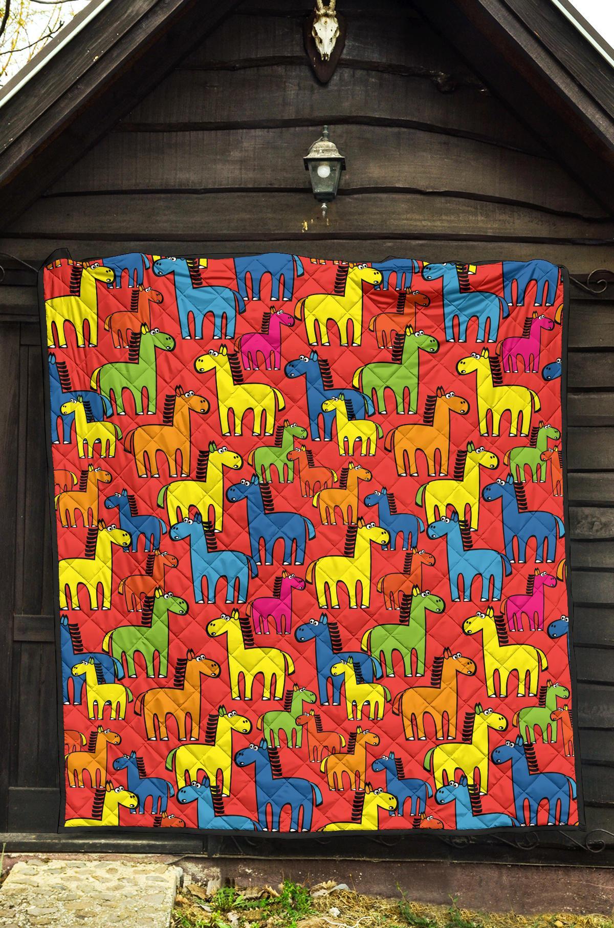 Equestrian Colorful Pattern Print Quilt-grizzshop