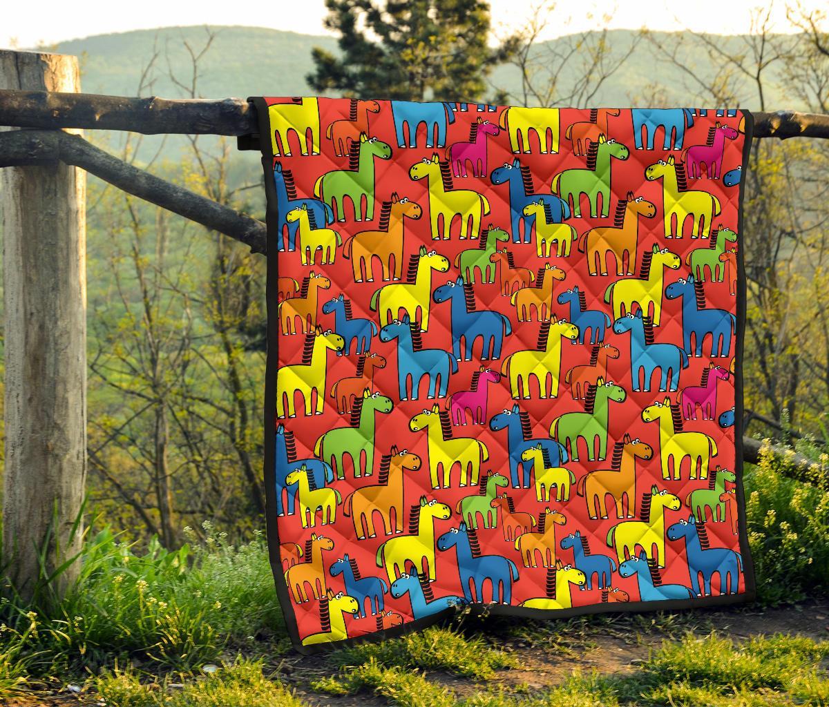 Equestrian Colorful Pattern Print Quilt-grizzshop