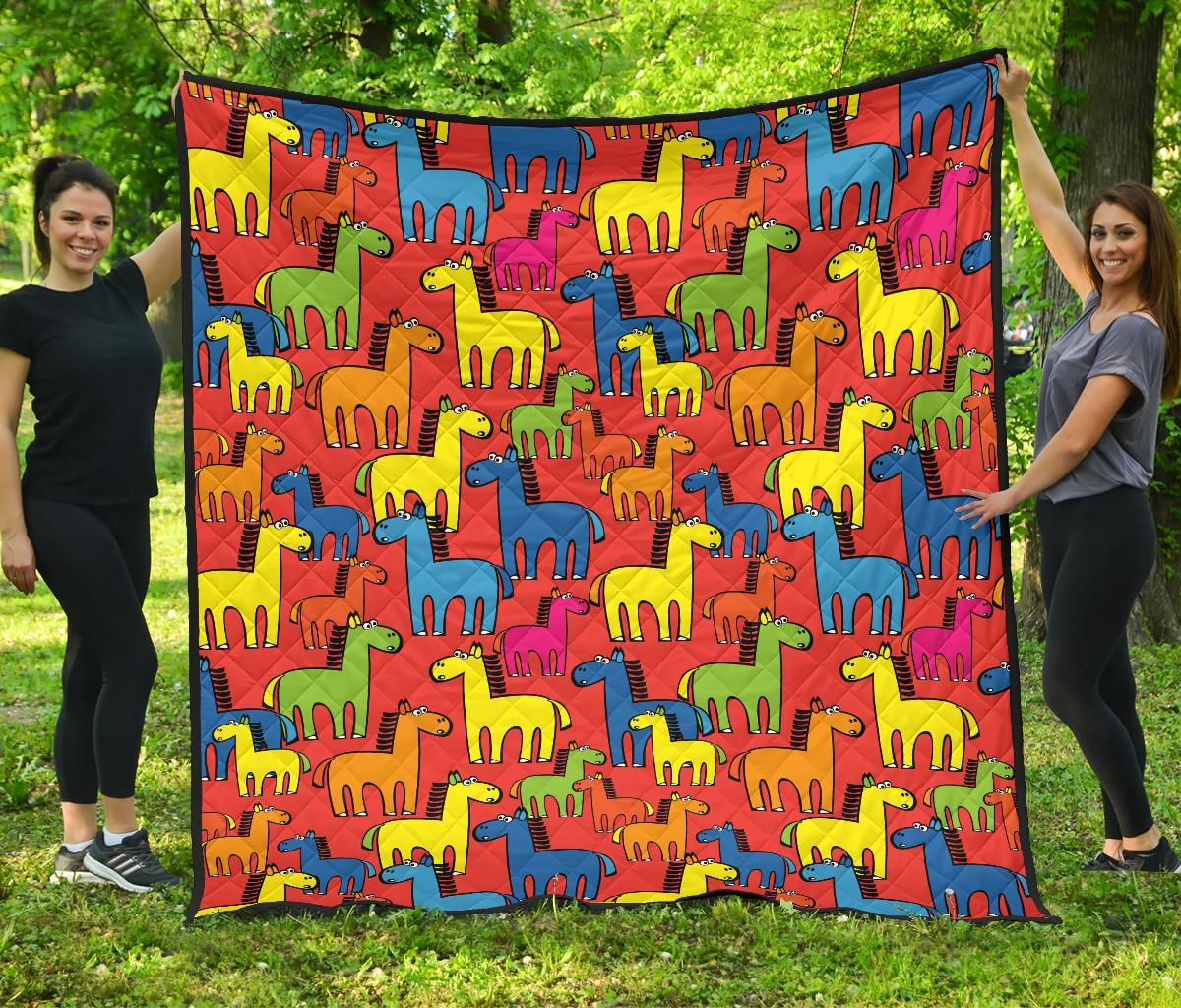 Equestrian Colorful Pattern Print Quilt-grizzshop
