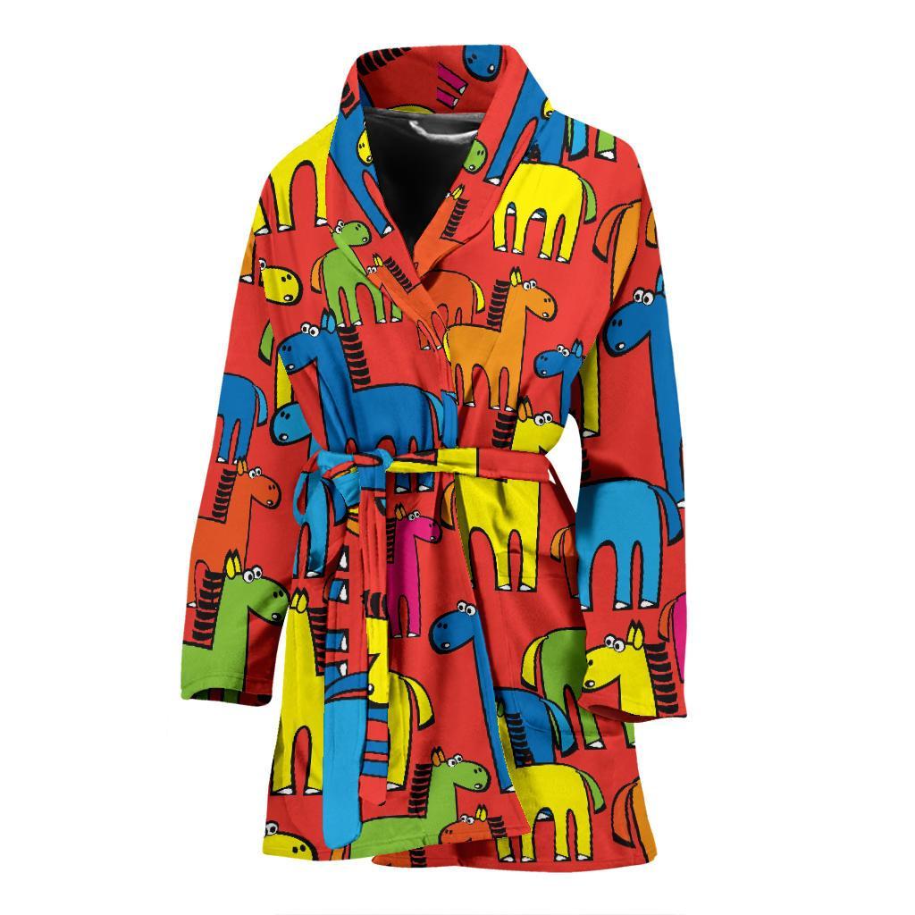 Equestrian Colorful Pattern Print Women Long Robe-grizzshop