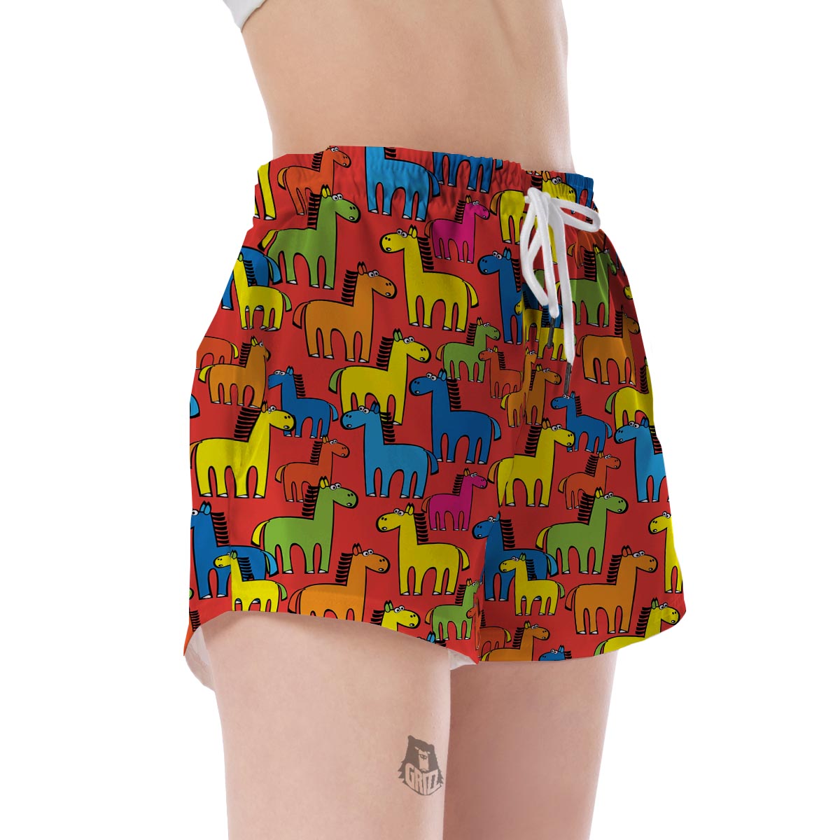 Equestrian Colorful Pattern Print Women's Shorts-grizzshop