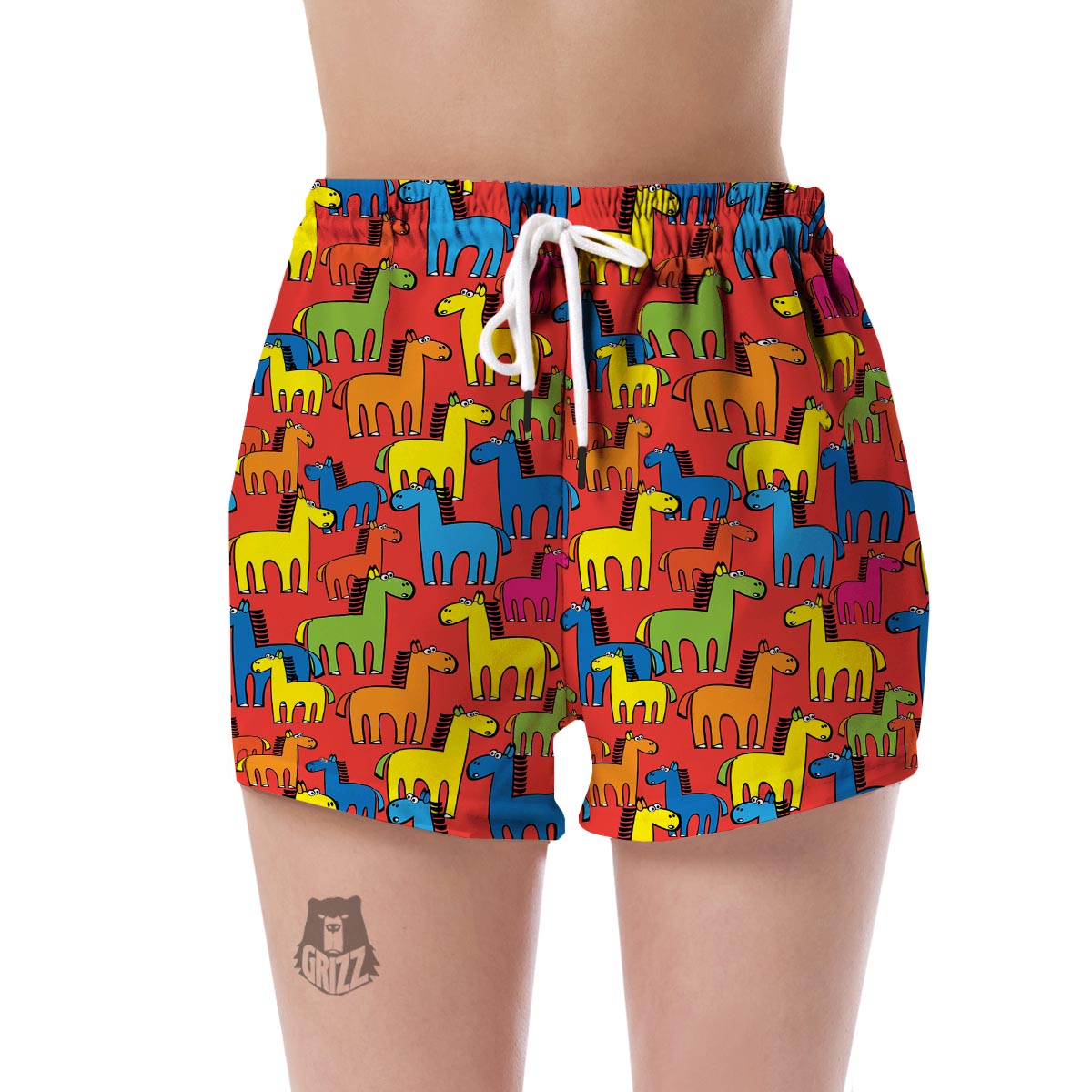Equestrian Colorful Pattern Print Women's Shorts-grizzshop